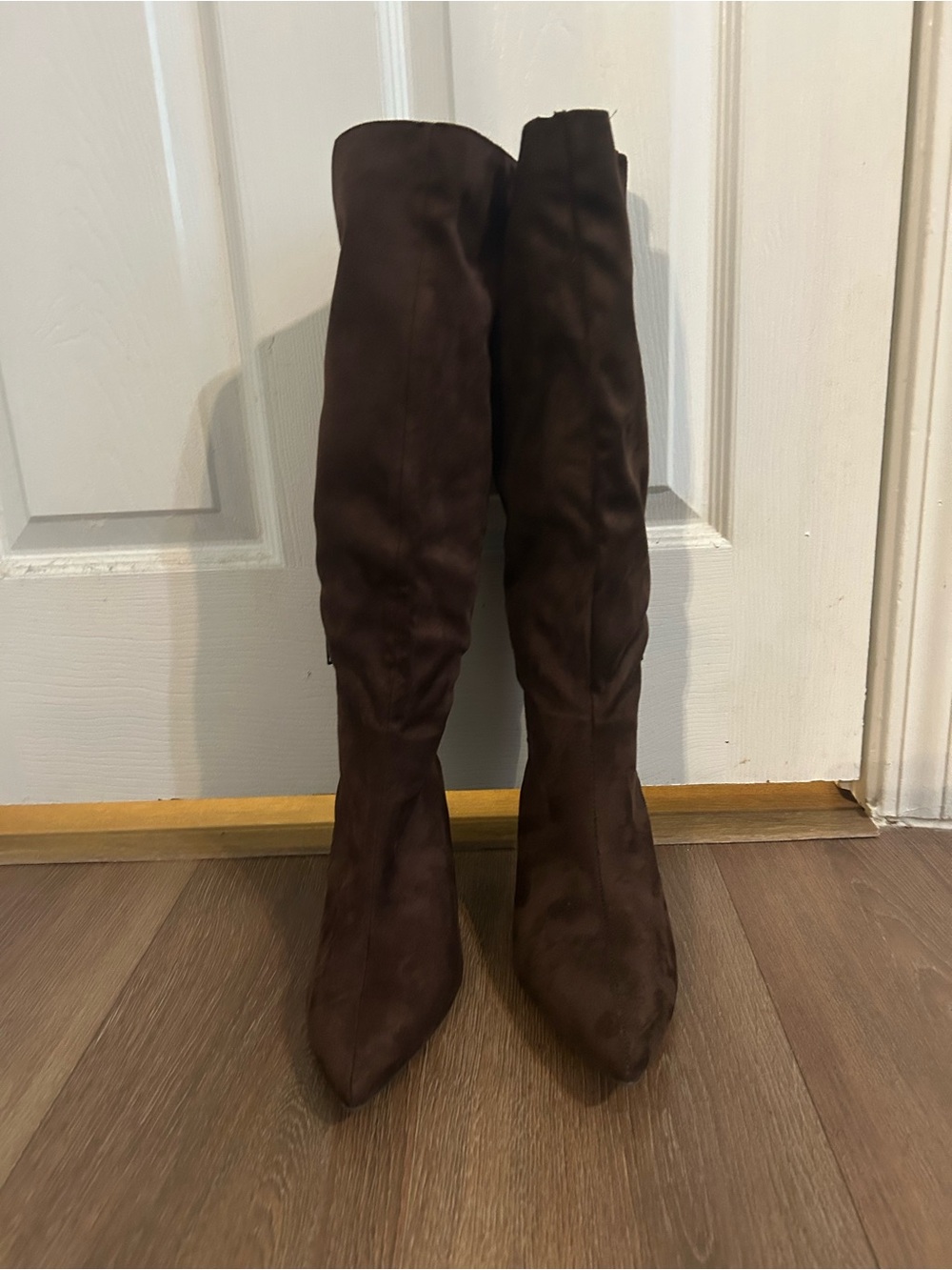 Target Dark Brown Knee-High Pointed Toe Heeled Boots